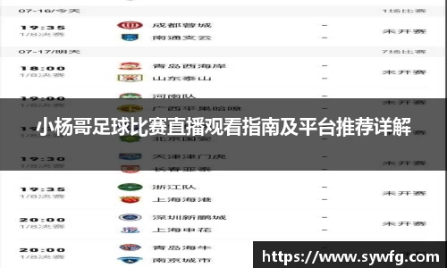 小杨哥足球比赛直播观看指南及平台推荐详解